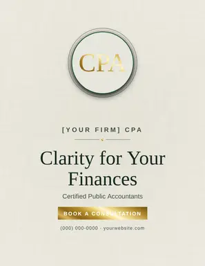 Accountant Flyer template — Monogram Crest · Paper & Forest