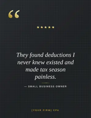 Accountant Flyer template — Testimonial · Graphite & Gold