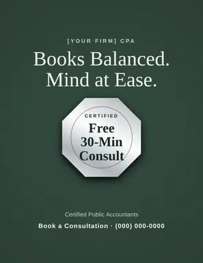 Accountant Flyer template — Seal Offer · Forest & Platinum