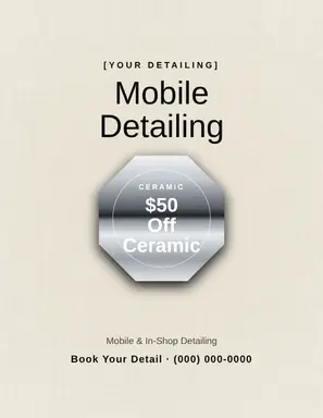 Auto Detailing Flyer template — Seal Offer · Gloss Black & Red (Ivory)