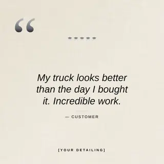 Auto Detailing Instagram Post template — Testimonial · Gloss Black & Red (Ivory)