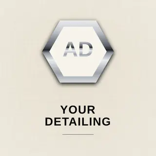 Auto Detailing Logo template — Hex Emblem · Gloss Black & Red (Ivory)