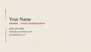 Barber Business Card template — Classic Card · Black, Cream & Red (Ivory)