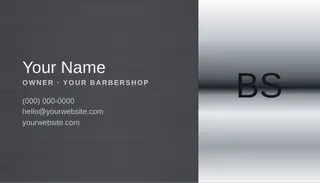 Barber Business Card template — Split Card · Gunmetal & Chrome