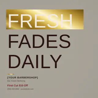 Barber Instagram Post template — Bold Stack · Cream & Oxblood