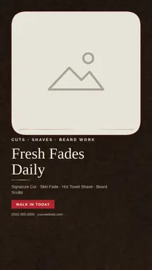 Barber template — Editorial · Black, Cream & Red