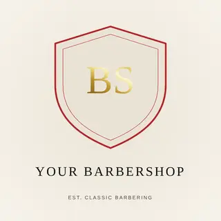 Barber Logo template — Crest · Black, Cream & Red (Ivory)