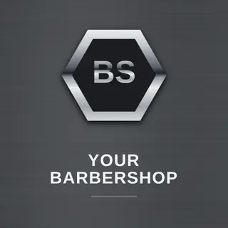Barber template — Hex Emblem · Gunmetal & Chrome