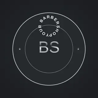 Barber Logo template — Circle Badge · Gunmetal & Chrome