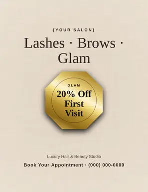Beauty & Salon Flyer template — Seal Offer · Nude & Gold