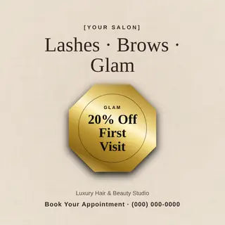 Beauty & Salon Instagram Post template — Seal Offer · Nude & Gold