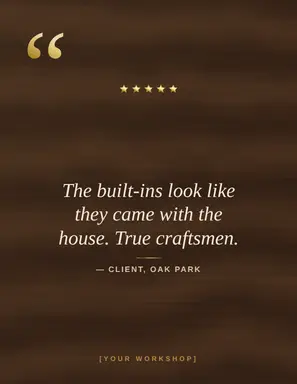 Carpentry Flyer template — Testimonial · Walnut & Brass
