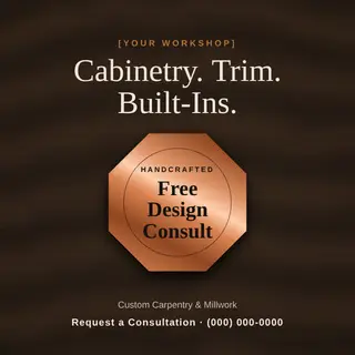 Carpentry Instagram Post template — Seal Offer · Ebony & Copper