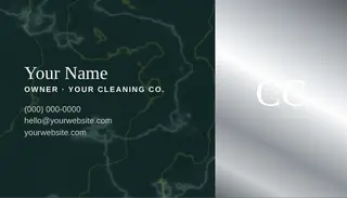 Cleaning Business Card template — Split Card · Pearl & Teal (Noir)