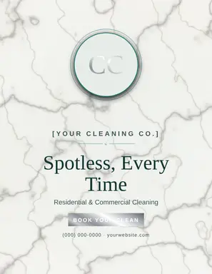 Cleaning Flyer template — Monogram Crest · Pearl & Teal