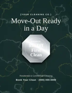 Cleaning Flyer template — Seal Offer · Pearl & Teal (Noir)