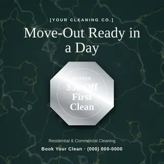 Cleaning Instagram Post template — Seal Offer · Pearl & Teal (Noir)