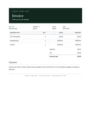 Accountant Invoice template — Accountant Invoice