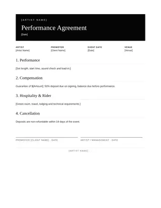 Album Covers document template — Album Covers Performance Agreement