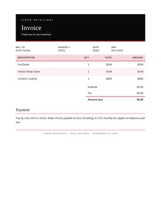 Auto Detailing Invoice template — Auto Detailing Invoice
