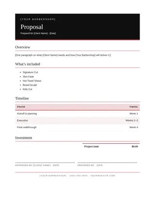 Barber document template — Barber Proposal