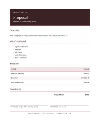 Beauty & Salon document template — Beauty & Salon Proposal
