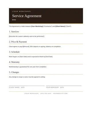 Carpentry document template — Carpentry Service Agreement