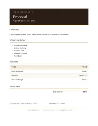 Carpentry document template — Carpentry Proposal