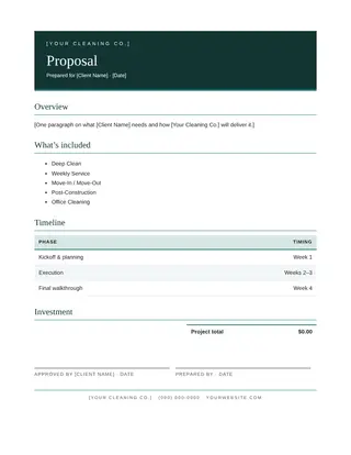 Cleaning document template — Cleaning Proposal