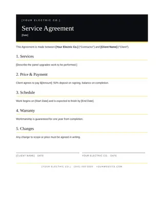 Electrician document template — Electrician Service Agreement