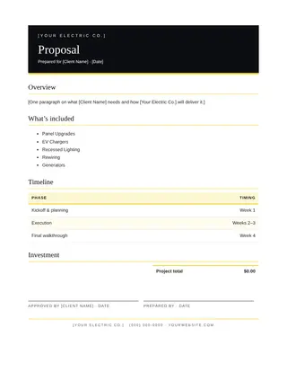 Electrician document template — Electrician Proposal