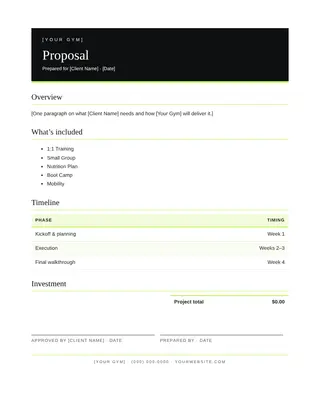 Fitness document template — Fitness Proposal