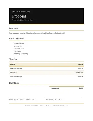 Handyman document template — Handyman Proposal
