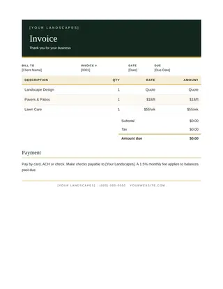 Landscaping document template — Landscaping Invoice