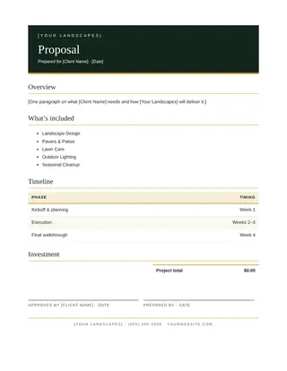 Landscaping document template — Landscaping Proposal