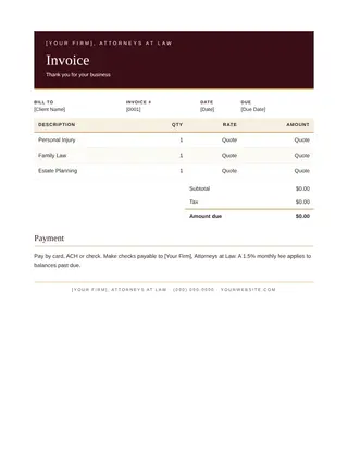 Lawyer document template — Lawyer Invoice