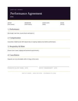 Music document template — Music Performance Agreement