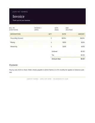 Music document template — Music Invoice