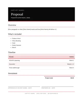 Rap Artist document template — Rap Artist Proposal