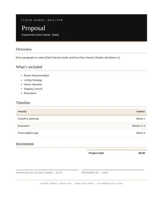Real Estate document template — Real Estate Proposal