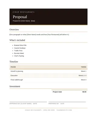 Restaurant document template — Restaurant Proposal