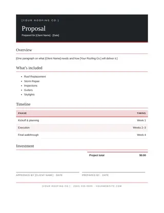 Roofing document template — Roofing Proposal