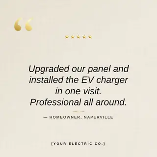 Electrician Instagram Post template — Testimonial · Midnight Volt (Ivory)
