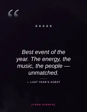 Entertainment & Events Flyer template — Testimonial · Neon Magenta