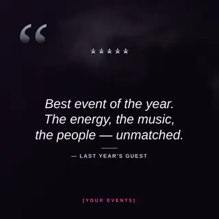 Entertainment & Events Instagram Post template — Testimonial · Neon Magenta