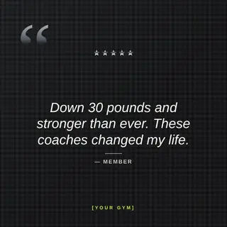 Fitness Instagram Post template — Testimonial · Carbon & Lime
