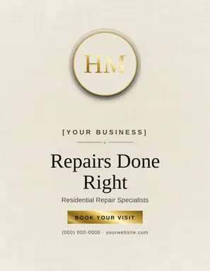 Handyman Flyer template — Monogram Crest · Onyx & Gold (Ivory)