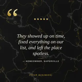 Handyman Instagram Post template — Testimonial · Onyx & Gold