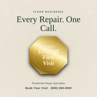 Handyman Instagram Post template — Seal Offer · Ivory & Forest