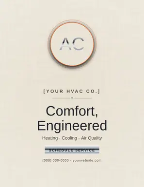 HVAC Flyer template — Monogram Crest · Ice & Charcoal (Ivory)